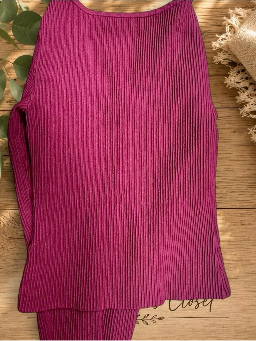 Babaton Ribbed Long Sleeve Top - Raspberry Pink - Picture 5 of 6